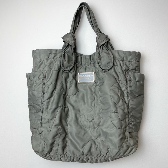 Marc By Marc Jacobs Handbags - Marc by Marc Jacobs Quilted Nylon Tote Medium Taupe Grey